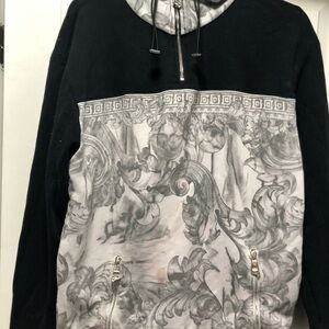 Versace Black and Gray Zip-Up Sweater